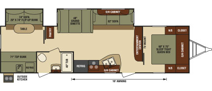 2016 Venture RV SportTrek ST322VBH Travel Trailer Floorplan