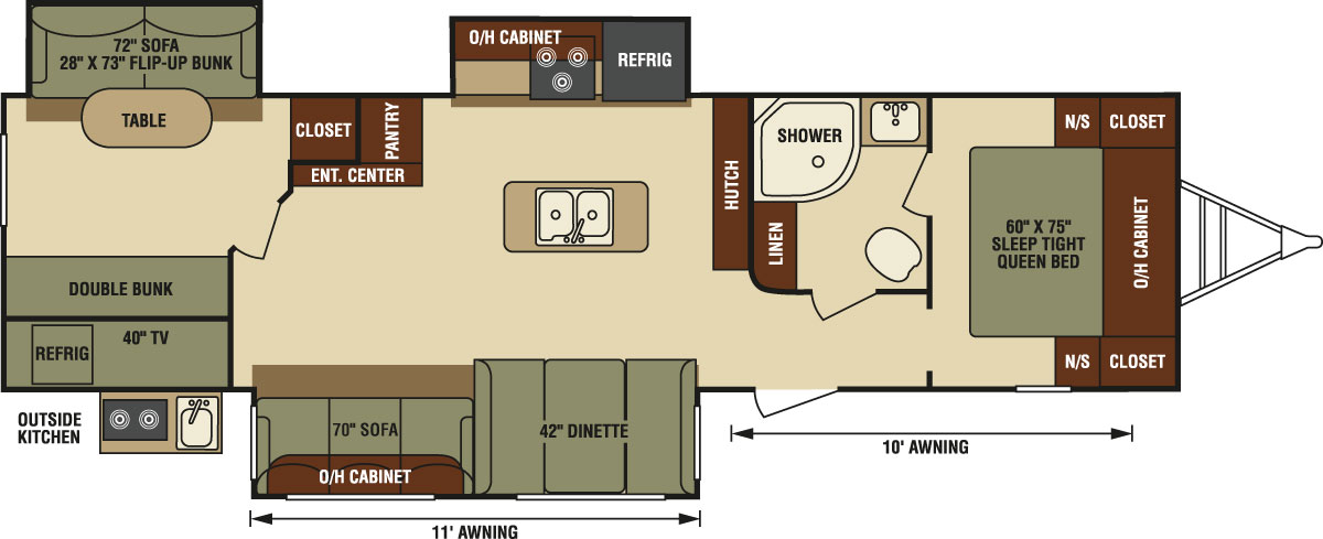 2016 Venture RV SportTrek ST327VIK Travel Trailer Floorplan