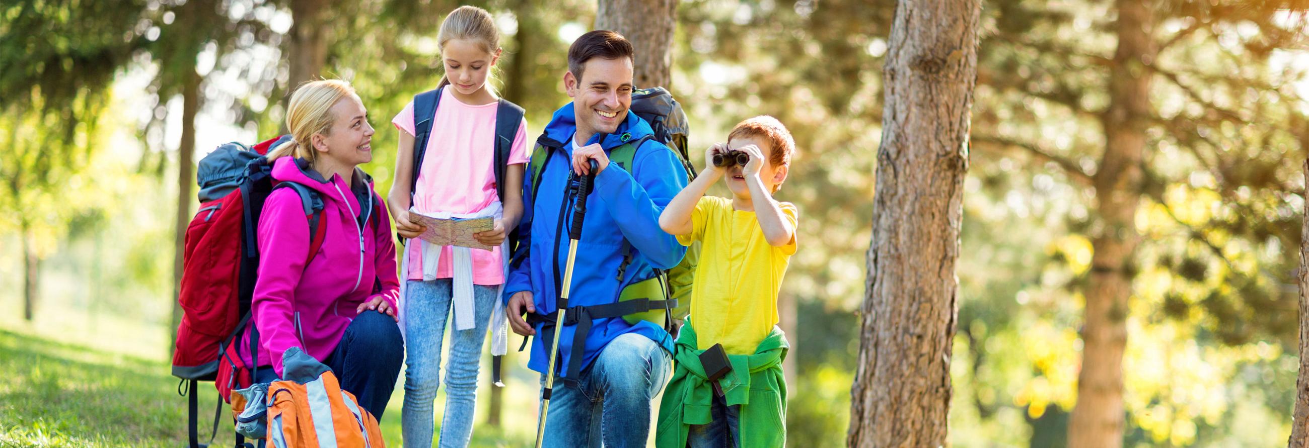 Family hiking outdoors