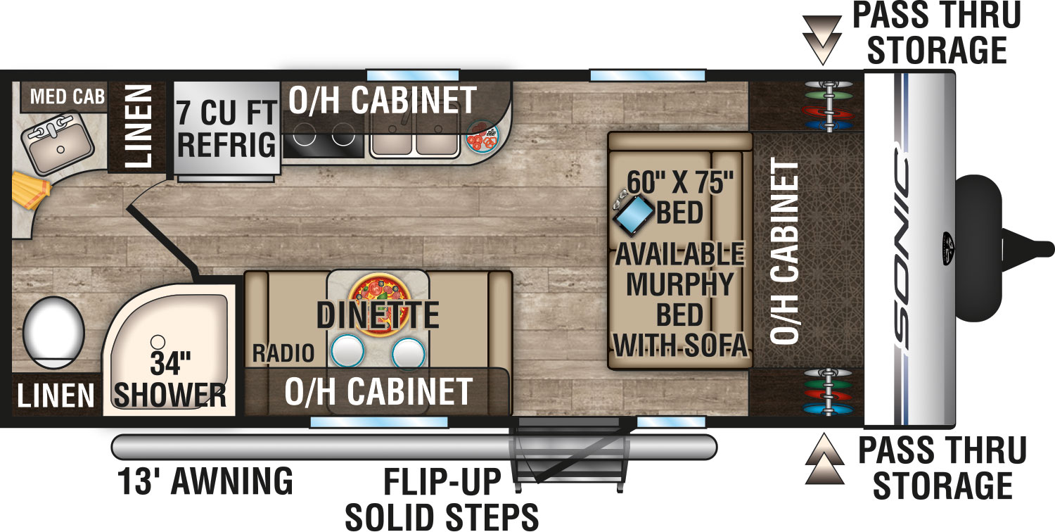 2019 Venture RV Sonic SN190VRB Travel Trailer Floorplan