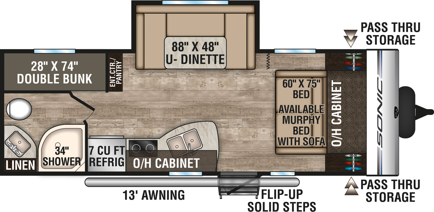 2019 Venture RV Sonic SN220VBH Travel Trailer Floorplan