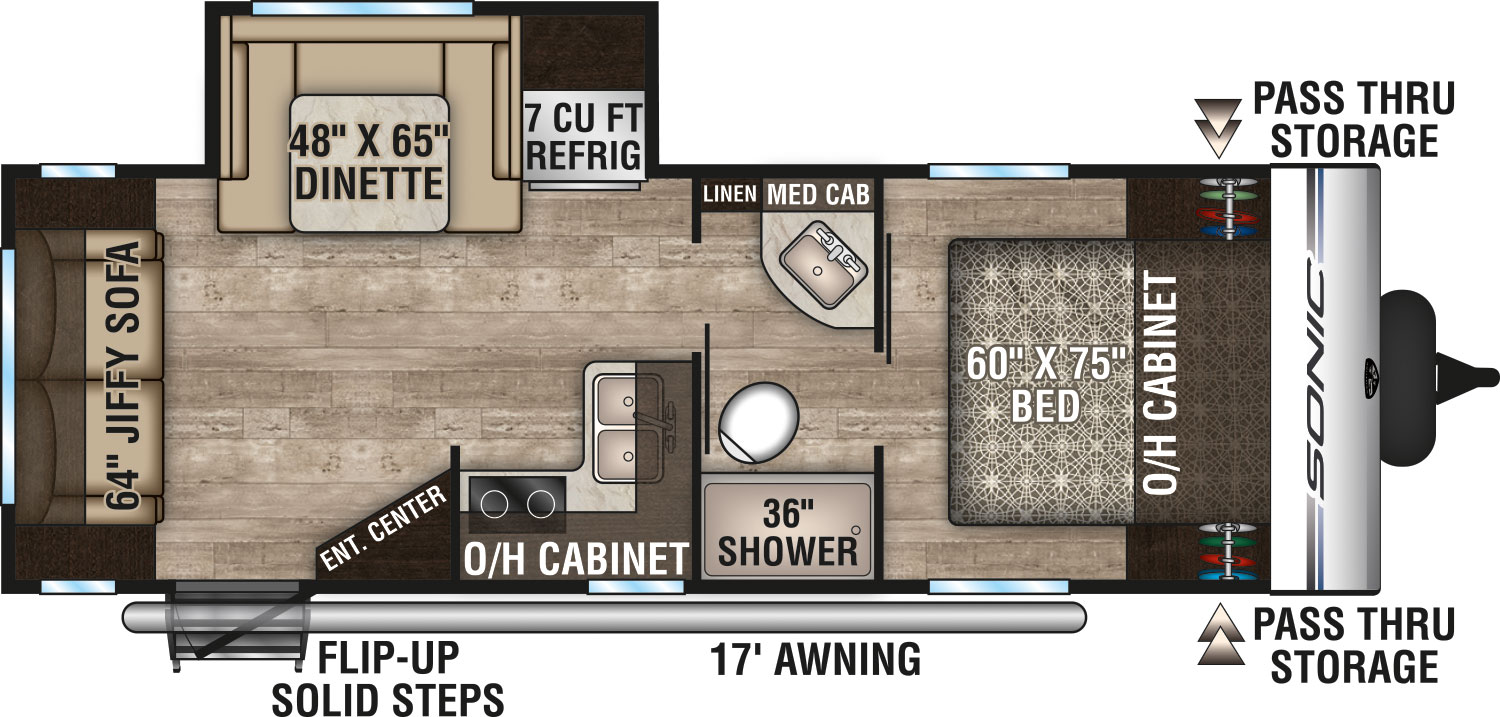 2019 Venture RV Sonic SN231VRL Travel Trailer Floorplan