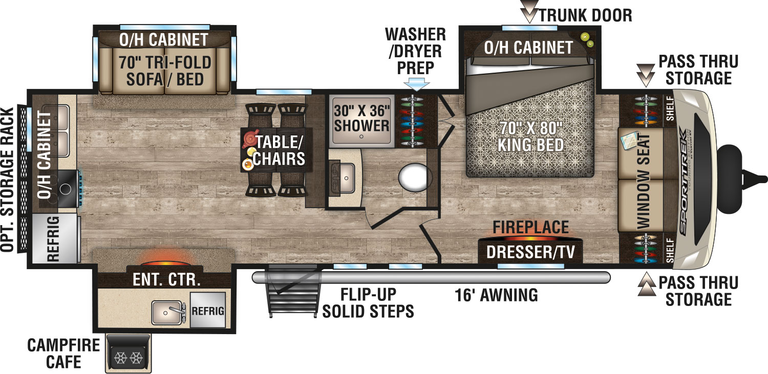 2019 Venture RV SportTrek Touring Edition STT293VRK Travel Trailer Floorplan