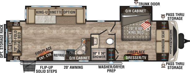 2019 Venture RV SportTrek Touring Edition STT322VRL Travel Trailer King-U Dinette Option Floorplan