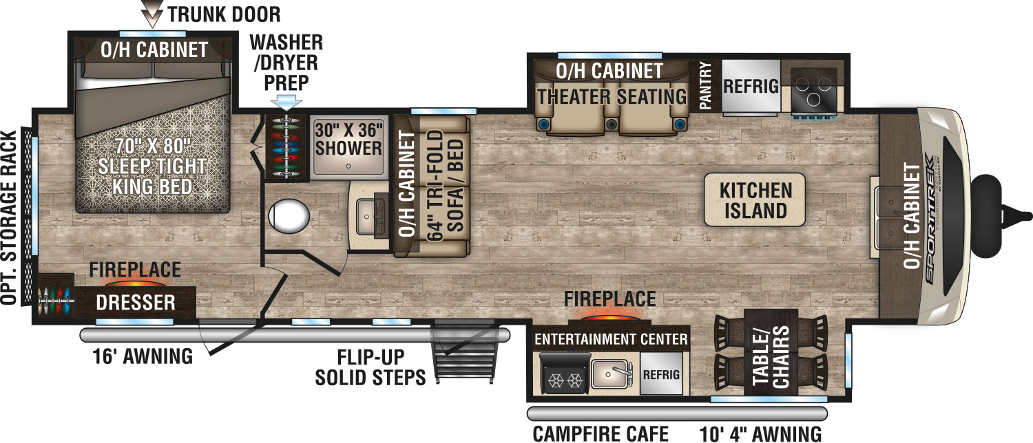 2019 Venture RV SportTrek Touring Edition STT333VFK Travel Trailer Floorplan