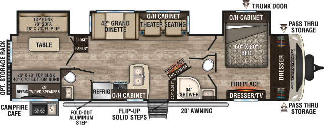 2019 Venture RV SportTrek Touring Edition STT343VBH Travel Trailer Theater Seating Option Floorplan