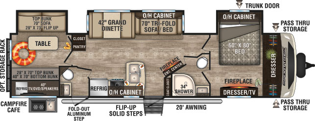 2019 Venture RV SportTrek Touring Edition STT343VBH Travel Trailer Floorplan