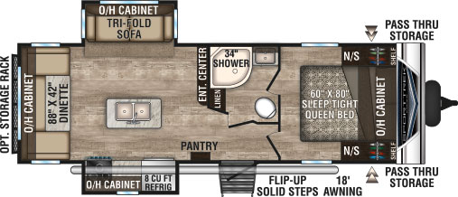 2019 Venture RV SportTrek ST252VRD Travel Trailer Tri-Fold Sofa Option Floorplan