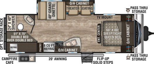 2019 Venture RV SportTrek ST270VBH Travel Trailer Theater Seating Option Floorplan