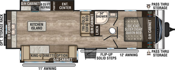 2019 Venture RV SportTrek ST312VRK Travel Trailer King-U Dinette Option Floorplan