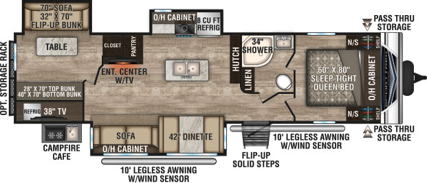 2019 Venture RV SportTrek ST327VIK Travel Trailer Floorplan