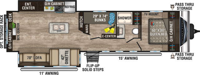 2019 Venture RV SportTrek ST342VMB Travel Trailer Floorplan