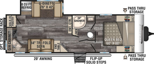 2019 Venture RV Stratus SR261VRK Travel Trailer Tri-Fold Sofa Option Floorplan