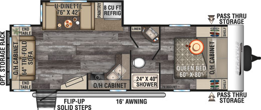 2019 Venture RV Stratus SR261VRL Travel Trailer Tri-Fold Sofa Option Floorplan