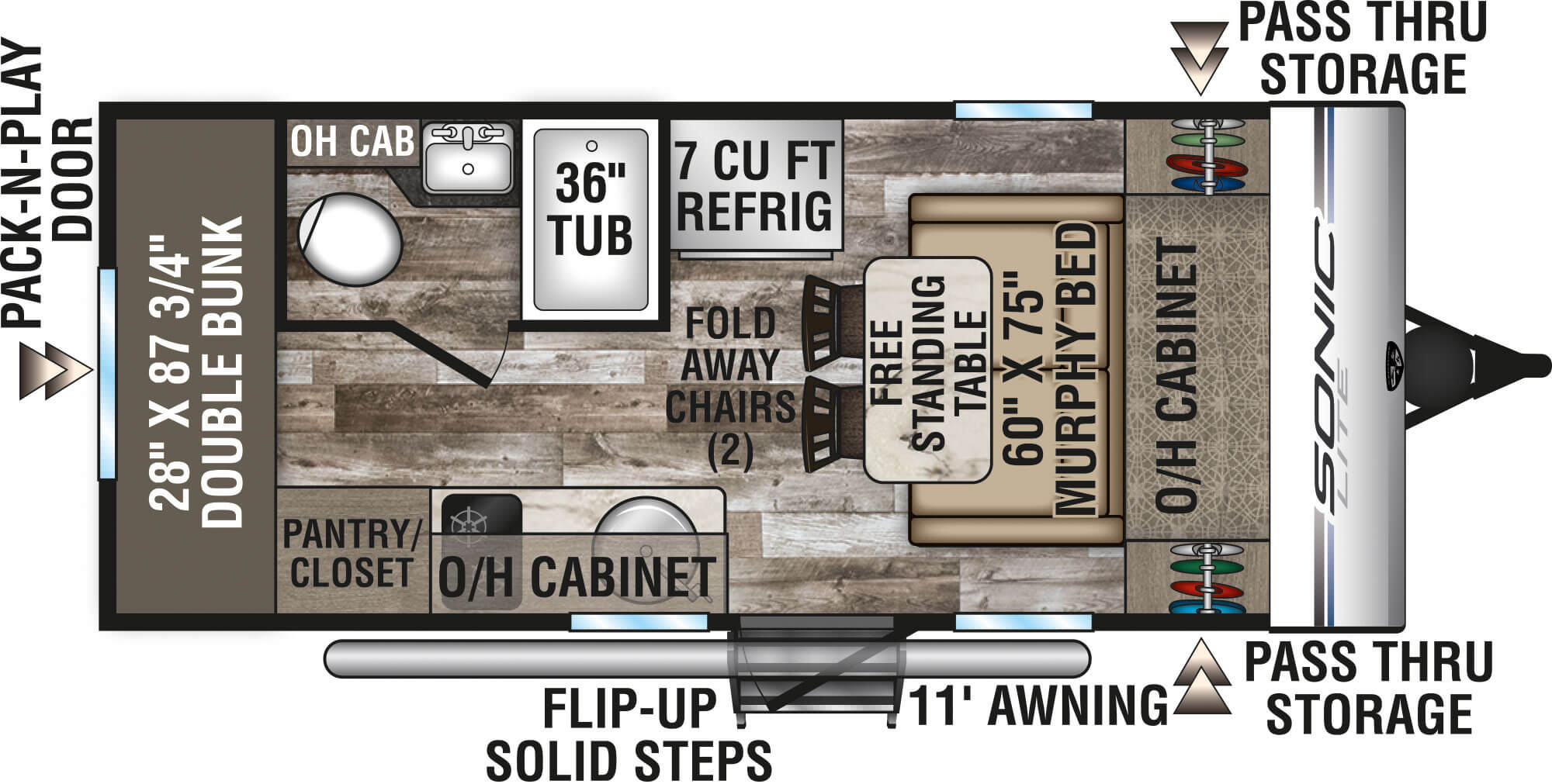 2020 Venture RV Sonic Lite SL169VBH Travel Trailer Floorplan