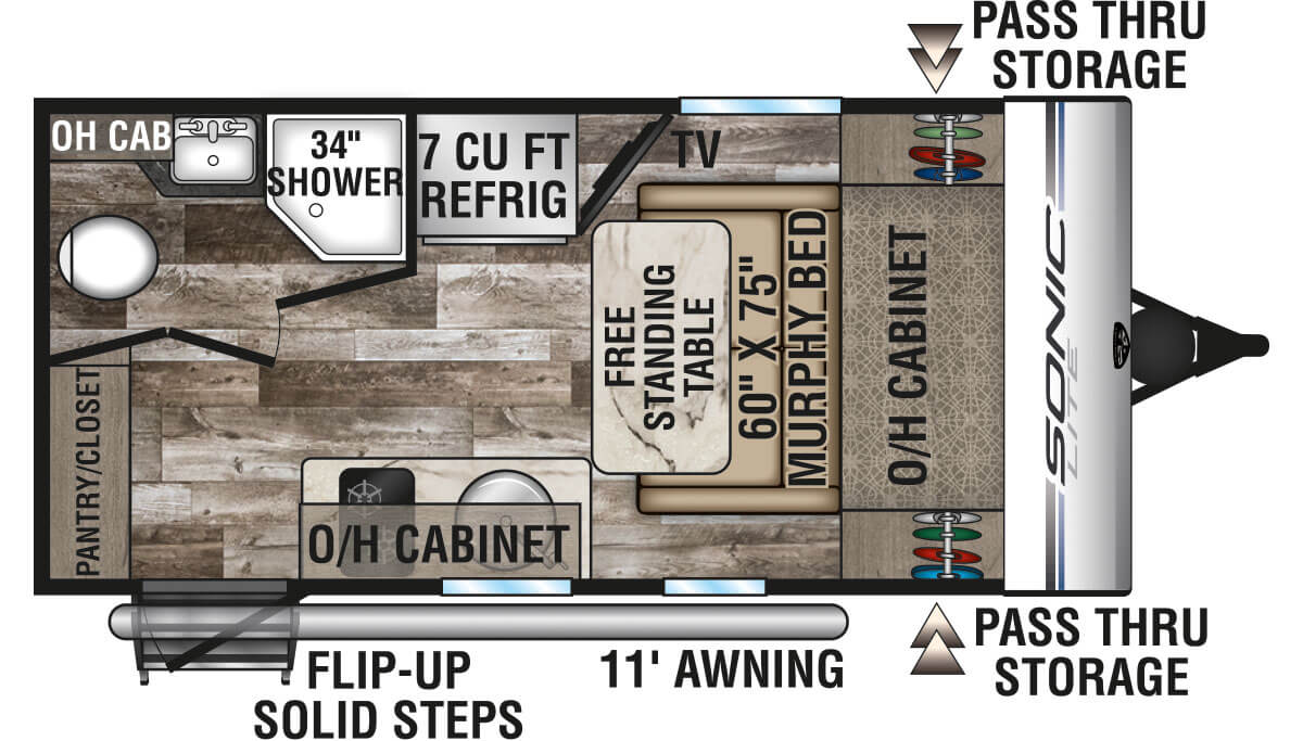 2020 Venture RV Sonic Lite SL150VRK Travel Trailer Floorplan