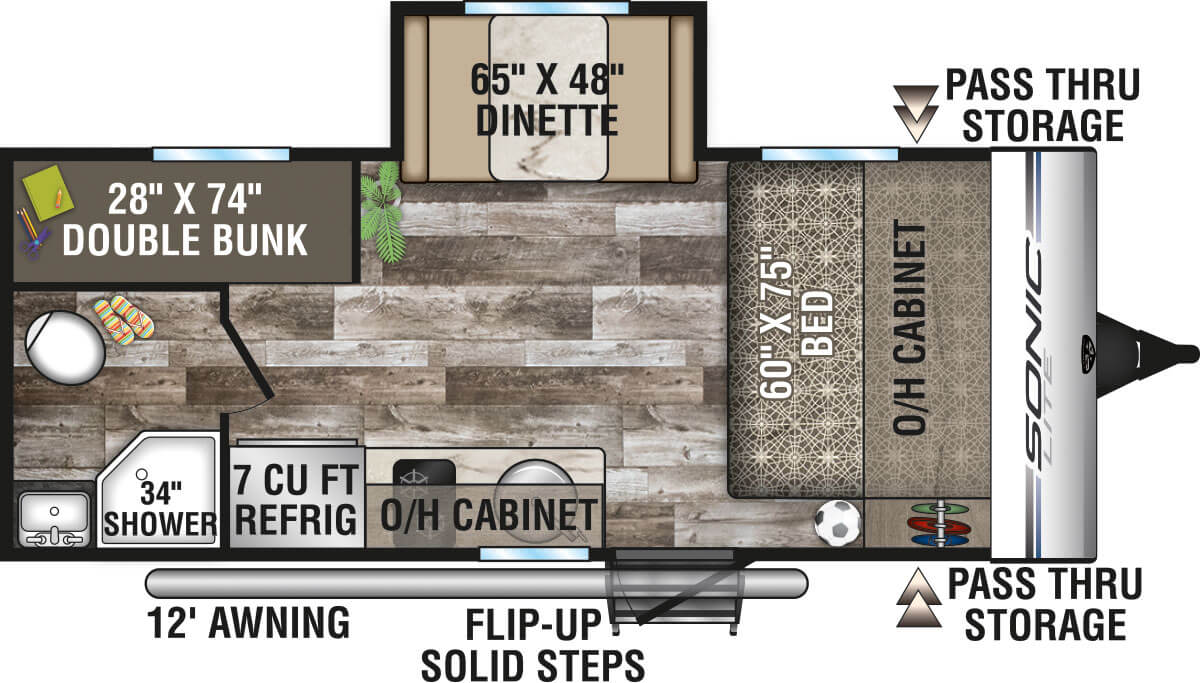 2020 Venture RV Sonic Lite SL169VUD Travel Trailer Floorplan