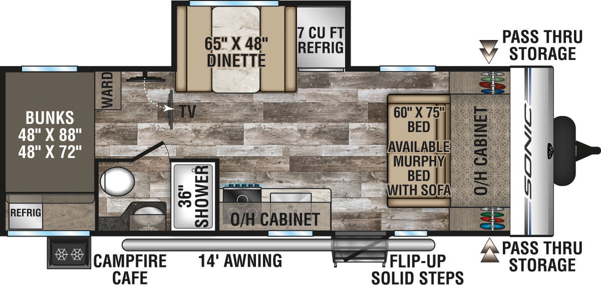 2020 Venture RV Sonic SN211VDB Travel Trailer Floorplan