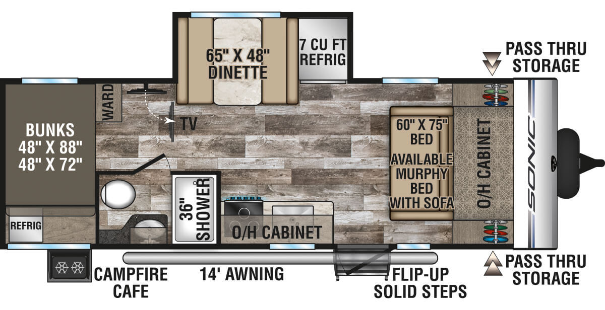 2020 Venture RV Sonic SN211VDB Travel Trailer Floorplan