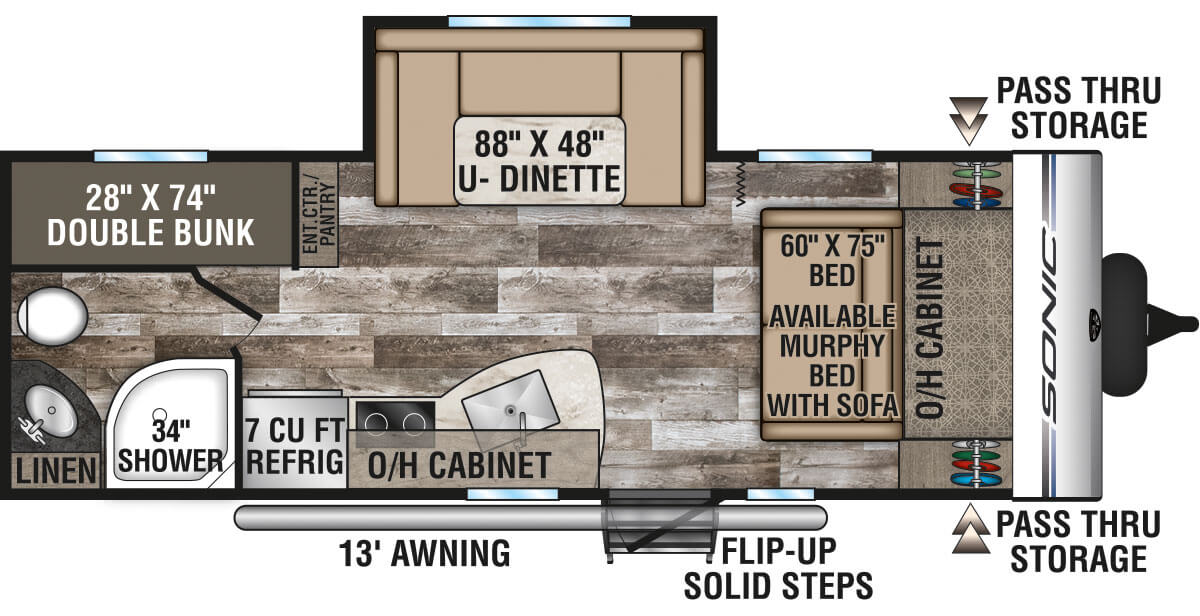 2020 Venture RV Sonic SN220VBH Travel Trailer Floorplan