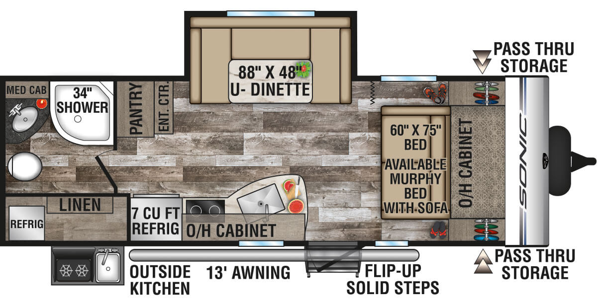 2020 Venture RV Sonic SN220VRB Travel Trailer Floorplan