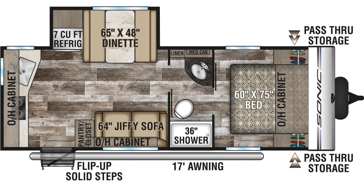 2020 Venture RV Sonic SN231VRK Travel Trailer Floorplan