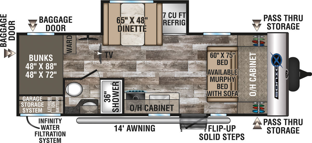 2020 Venture RV Sonic X SN211VDBX Travel Trailer Floorplan