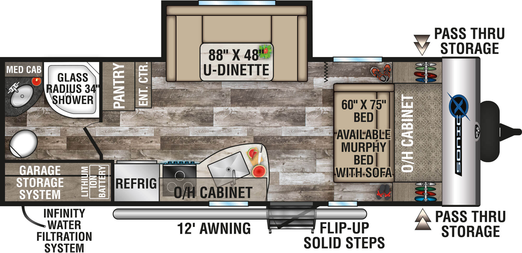 2020 Venture RV Sonic X SN220VRBX Travel Trailer Floorplan