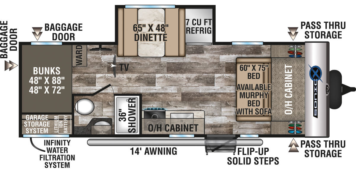 2020 Venture RV Sonic X SN211VDBX Travel Trailer Floorplan