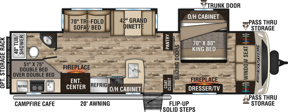 2020 Venture RV SportTrek Touring Edition STT312VBH Travel Trailer Floorplan