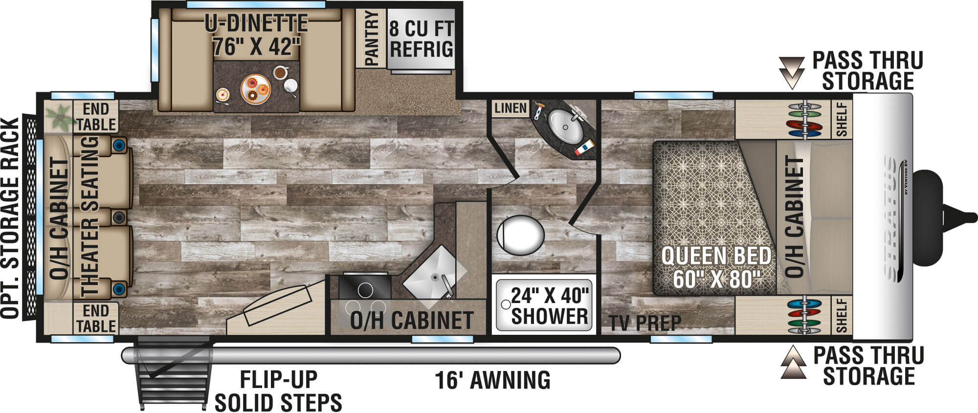 2020 Venture RV Stratus SR261VRL Theater Seating Option Travel Trailer Floorplan