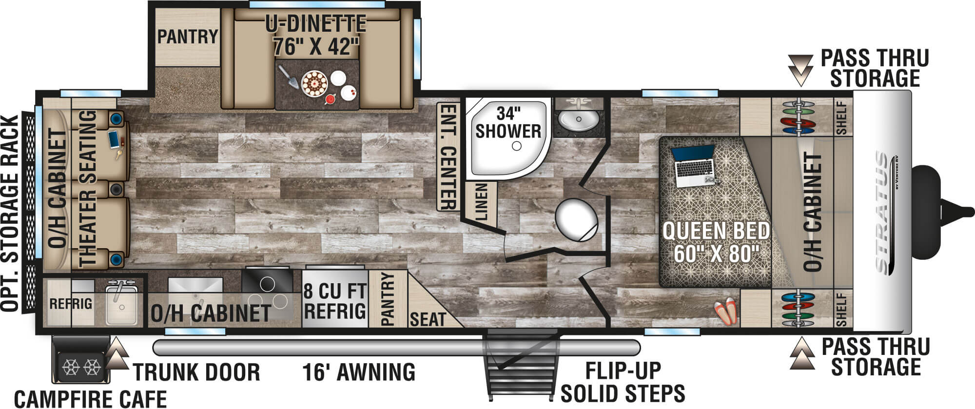 2020 Venture RV Stratus SR271VRS Theater Seating Option Travel Trailer Floorplan