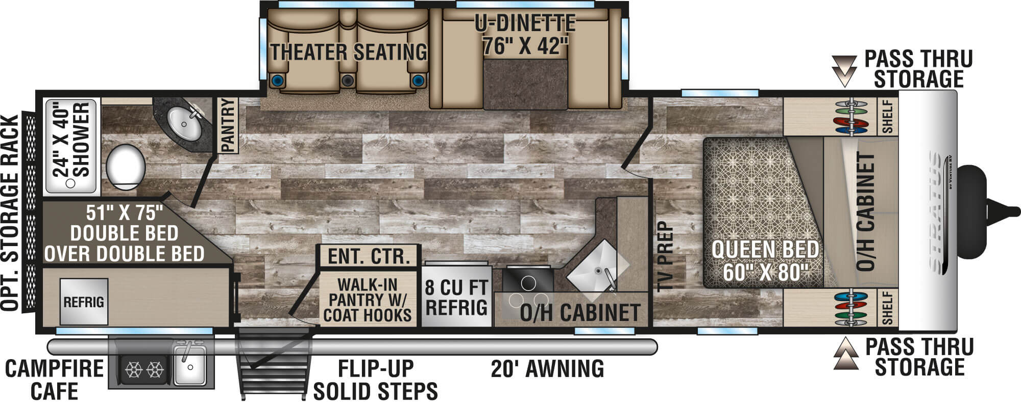 2020 Venture RV Stratus SR281VBH Theater Seating Option Travel Trailer Floorplan