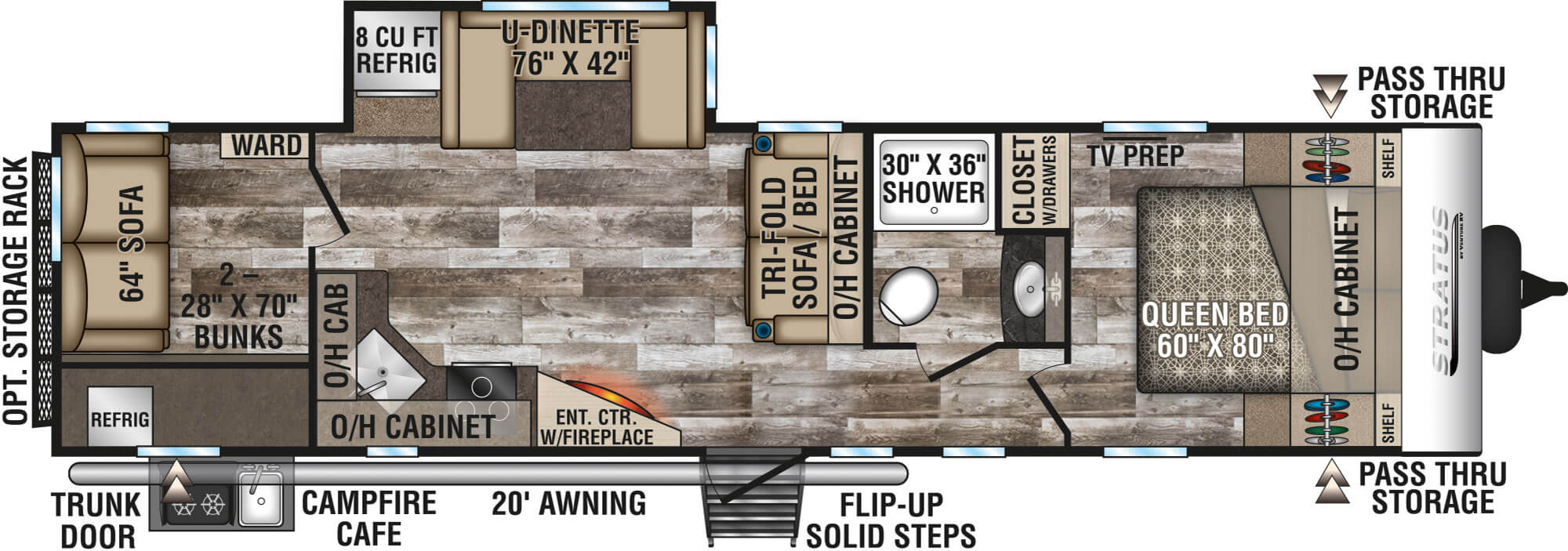 2020 Venture RV Stratus SR321VQB Travel Trailer Floorplan