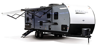 2020 Venture RV Stratus SR281VBH Travel Trailer Exterior Awning shown in Aztec Grey