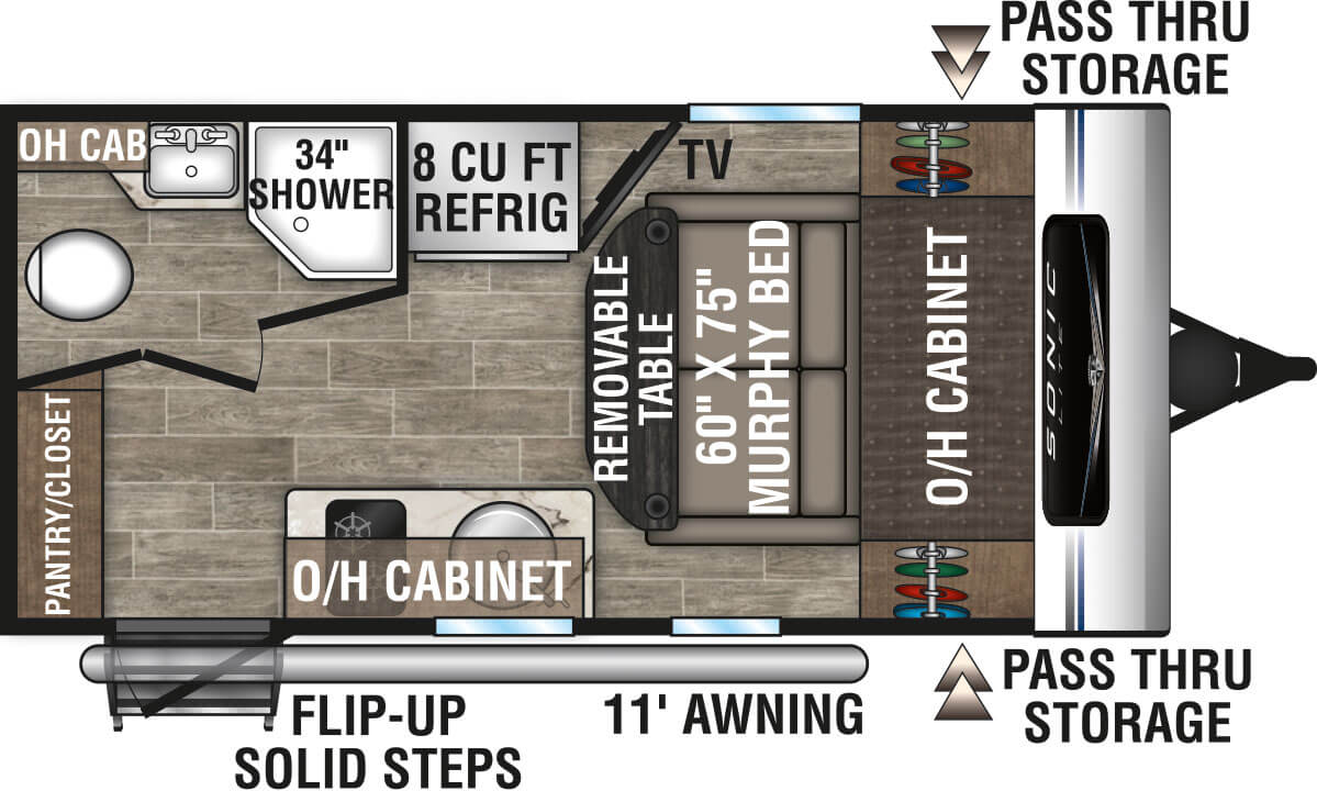 2021 Venture RV Sonic Lite SL150VRK Travel Trailer Floorplan