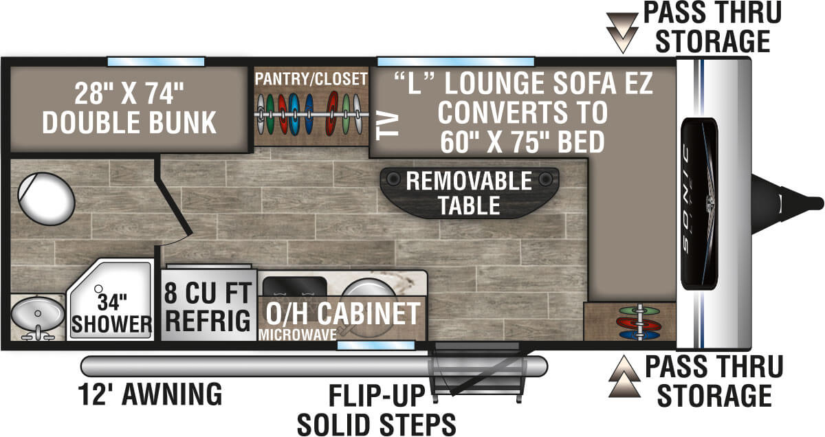 2021 Venture RV Sonic Lite SL160VBH Travel Trailer Floorplan