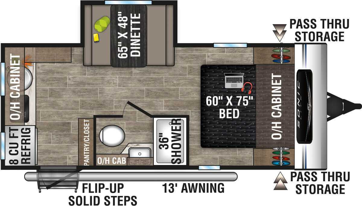 2021 Venture RV Sonic Lite SL169VRK Travel Trailer Floorplan