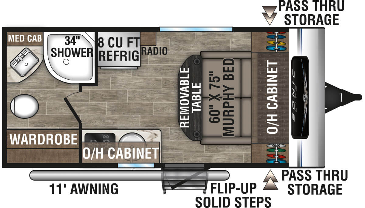 2021 Venture RV Sonic Lite SL150VRB Travel Trailer Floorplan