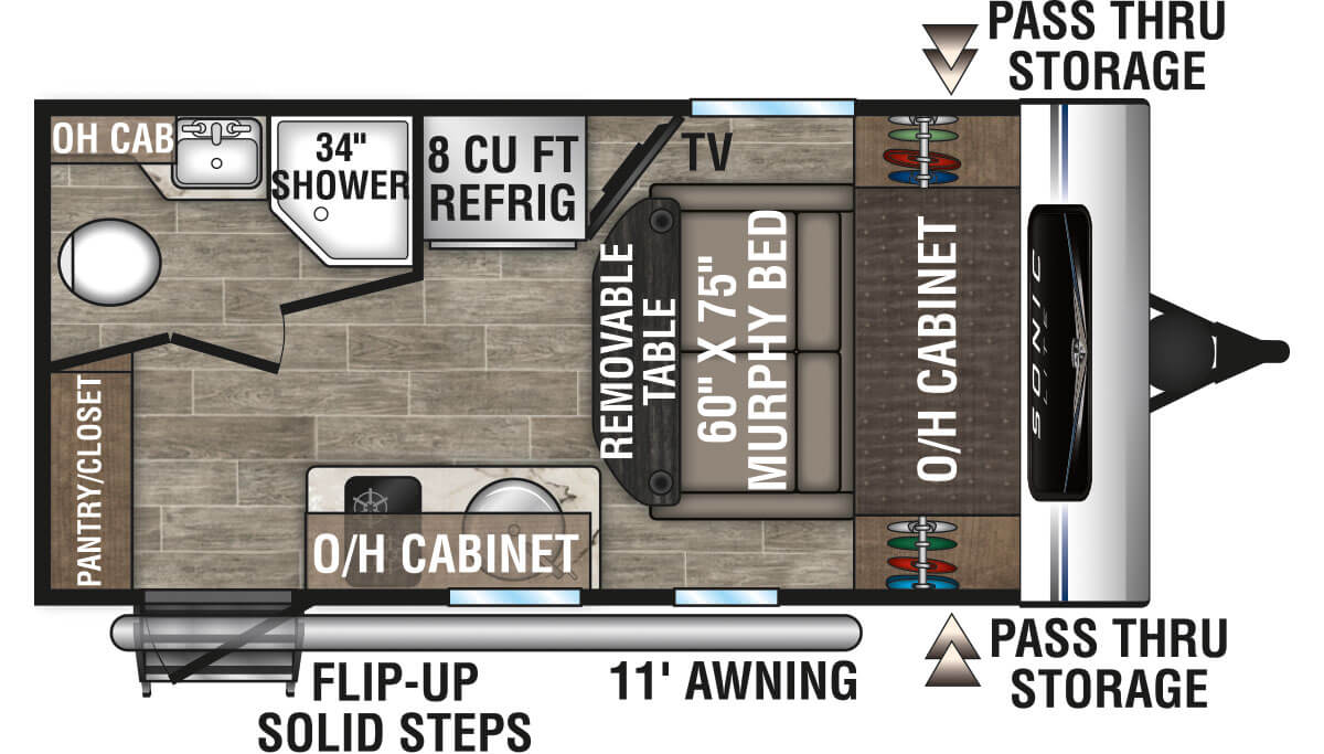 2021 Venture RV Sonic Lite SL150VRK Travel Trailer Floorplan