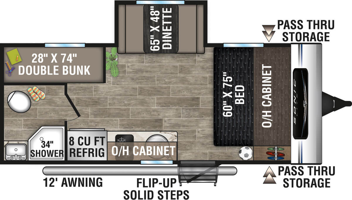 2021 Venture RV Sonic Lite SL169VUD Travel Trailer Floorplan