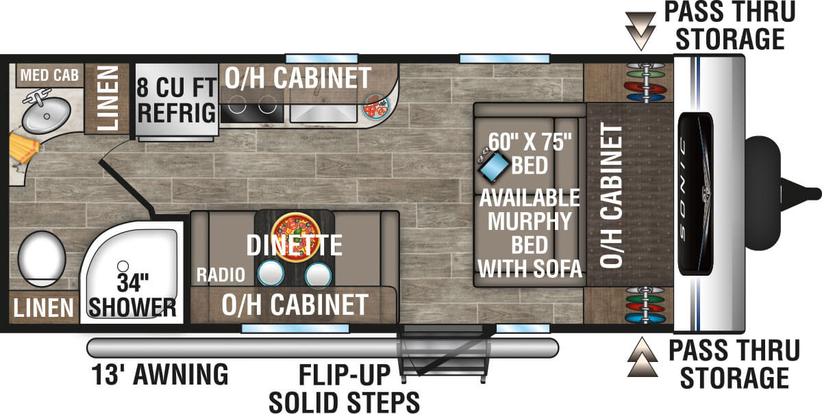 2021 Venture RV Sonic SN190VRB Travel Trailer Floorplan