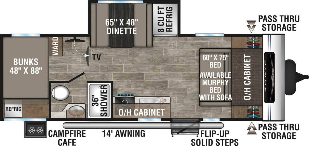 2021 Venture RV Sonic SN211VDB Travel Trailer Floorplan