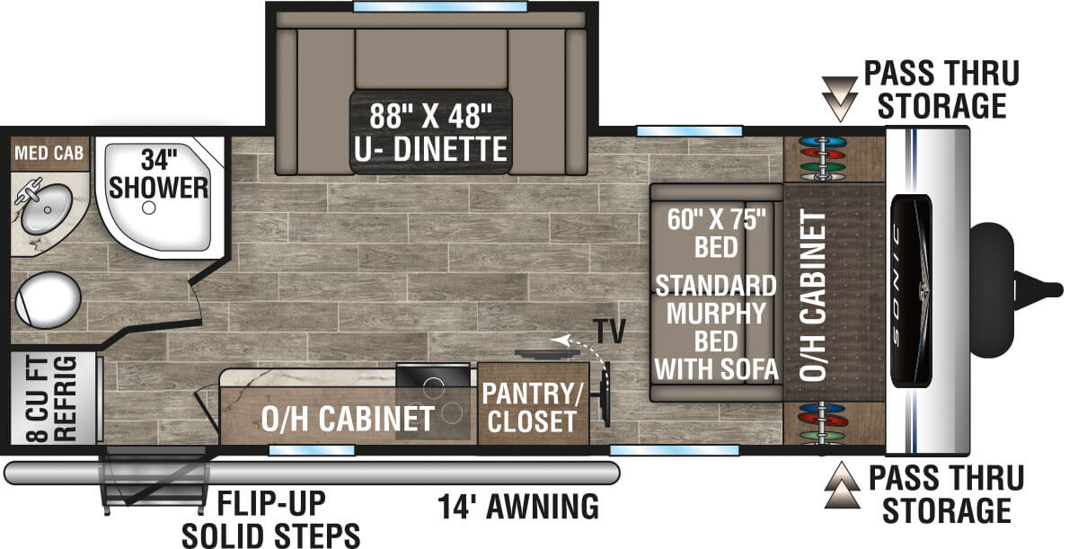 2021 Venture RV Sonic SN211VRB Travel Trailer Floorplan