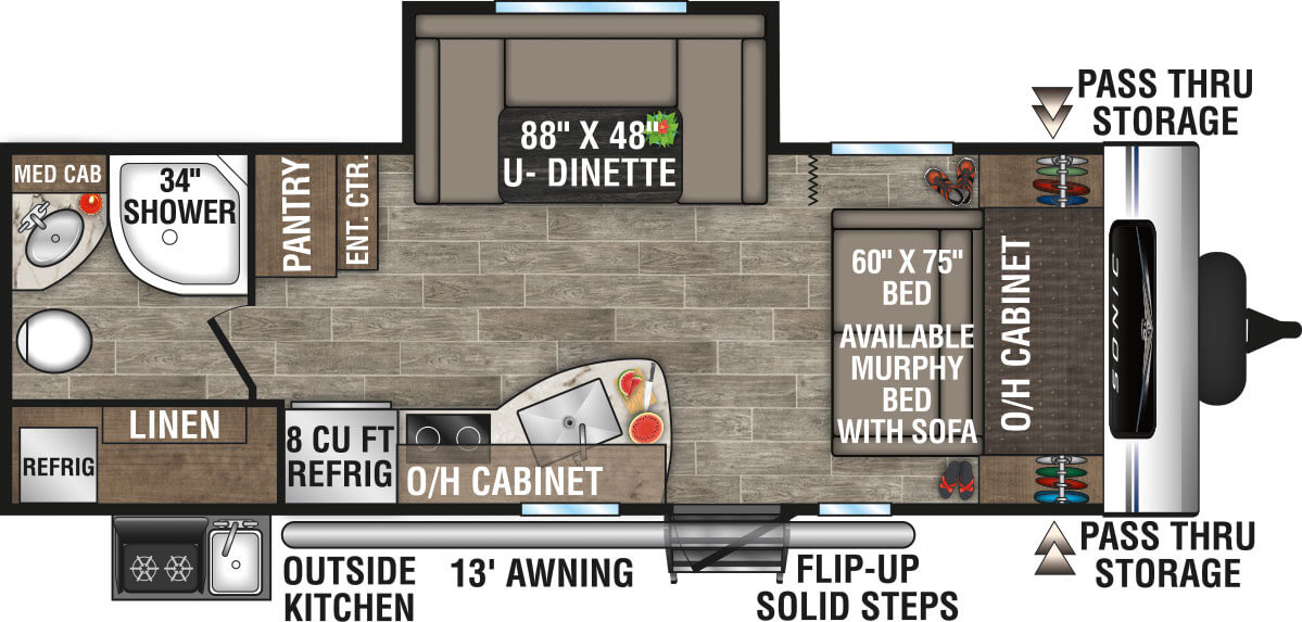 2021 Venture RV Sonic SN220VRB Travel Trailer Floorplan