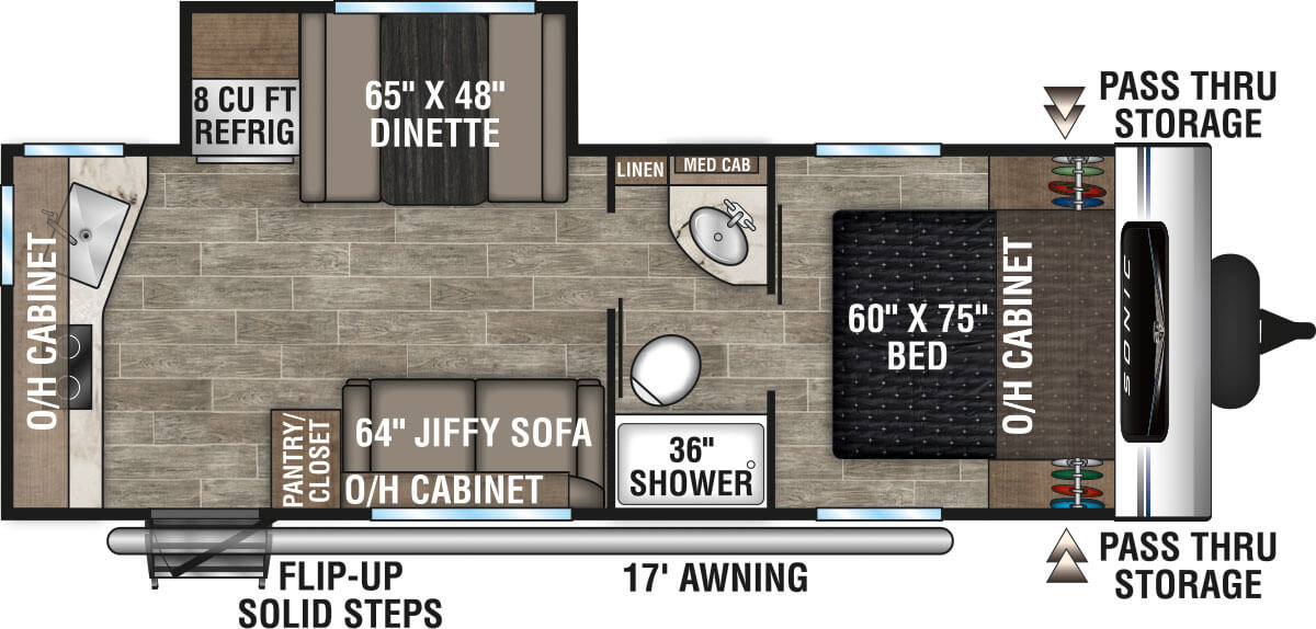 2021 Venture RV Sonic SN231VRK Travel Trailer Floorplan