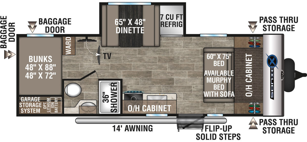 2021 Venture RV Sonic X SN211VDBX Travel Trailer Floorplan