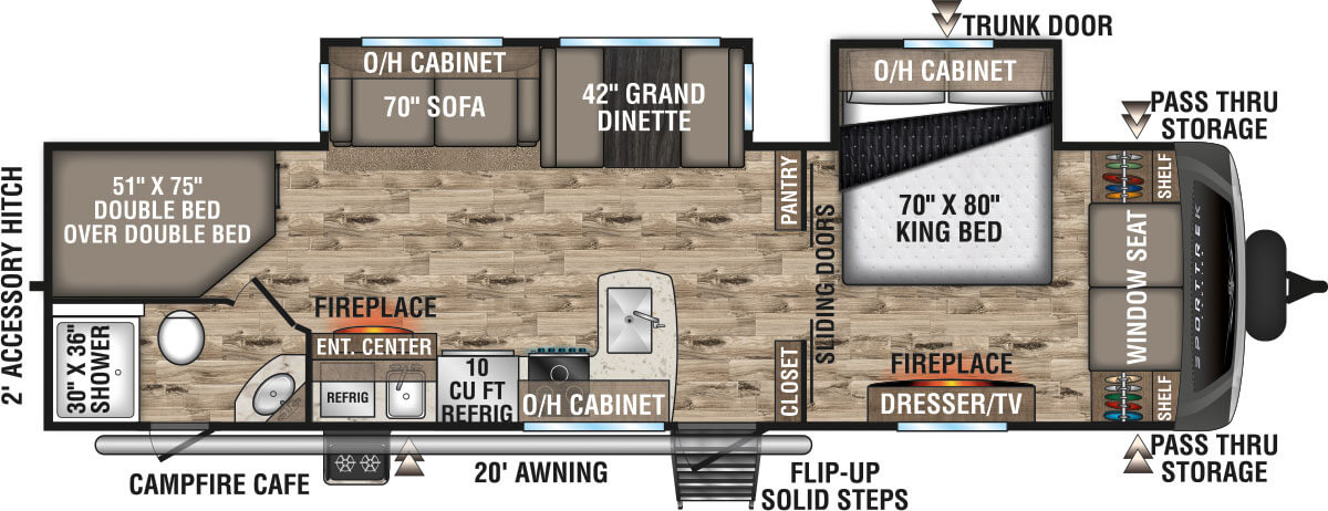 2021 Venture RV SportTrek Touring Edition STT312VBH Travel Trailer Floorplan