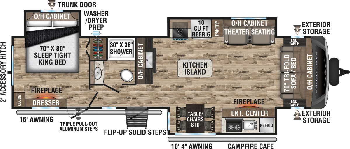 2021 Venture RV SportTrek Touring Edition STT333VMI Travel Trailer Floorplan