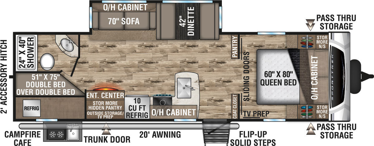 2021 Venture RV SportTrek ST281VBH Travel Trailer Floorplan